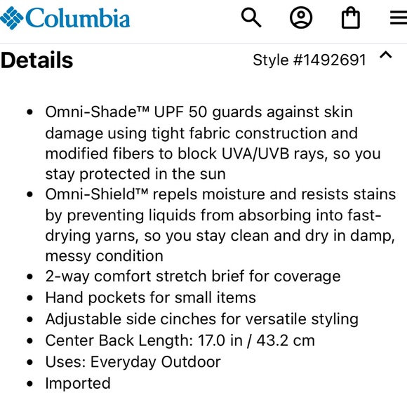 Columbia Outdoor Hiking Skort in Blue Adjustable Side Cinches Size Large - Picture 12 of 13